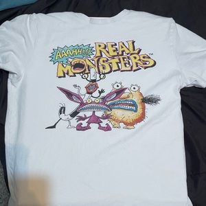 White real monsters graphic t-shirt